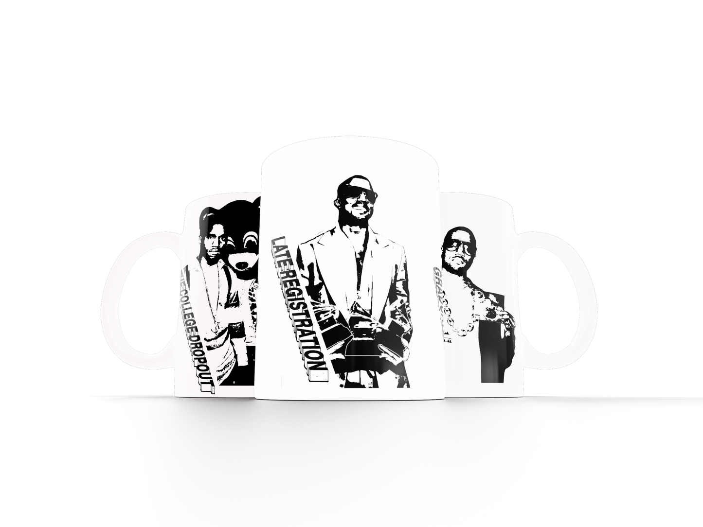 4 mugs life of kanye black and white