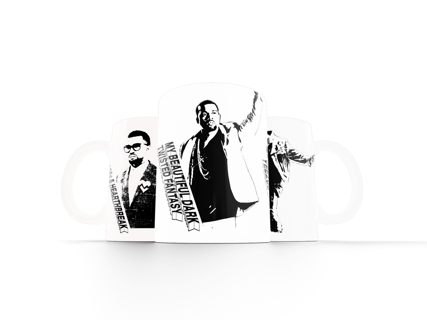 4 mugs life of kanye black and white