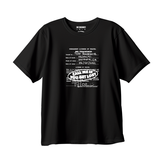 T-shirt Oversized  Tyler the Creator Passport Info. "Call me If you get Lost"